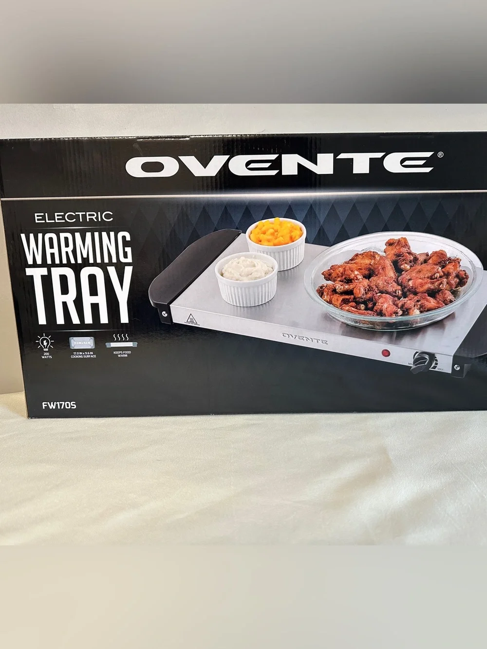 Ovente Stainless Steel Electric Warming Tray - Silver & Black